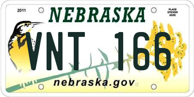 NE license plate VNT166