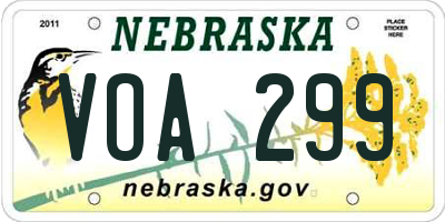 NE license plate VOA299