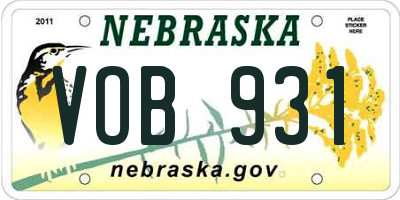 NE license plate VOB931