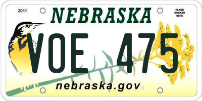 NE license plate VOE475
