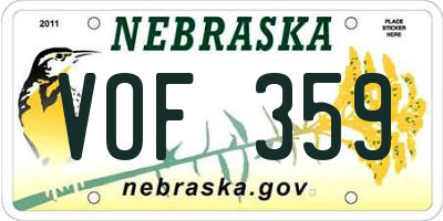 NE license plate VOF359