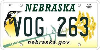 NE license plate VOG263