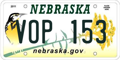 NE license plate VOP153