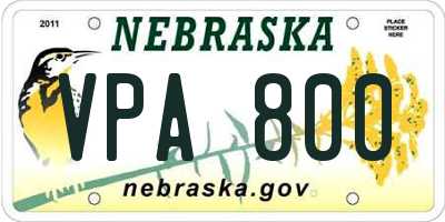 NE license plate VPA800