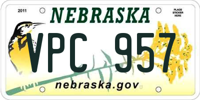 NE license plate VPC957