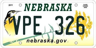 NE license plate VPE326