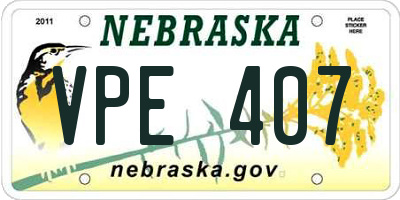 NE license plate VPE407