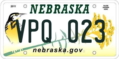 NE license plate VPQ023
