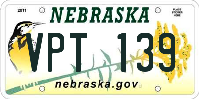 NE license plate VPT139