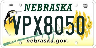 NE license plate VPX8050