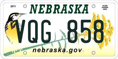 NE license plate VQG858