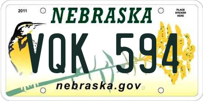 NE license plate VQK594