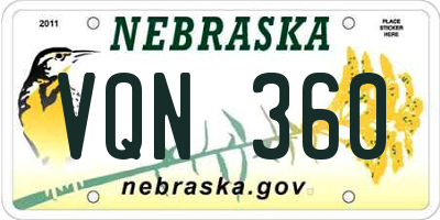 NE license plate VQN360