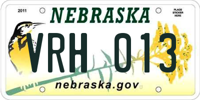 NE license plate VRH013