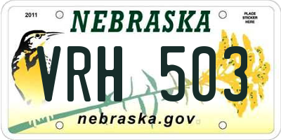 NE license plate VRH503