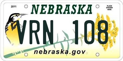 NE license plate VRN108