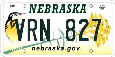NE license plate VRN827
