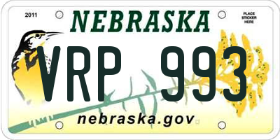 NE license plate VRP993