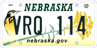 NE license plate VRQ114