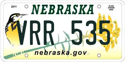 NE license plate VRR535