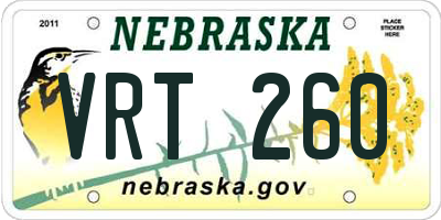 NE license plate VRT260