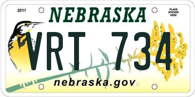 NE license plate VRT734
