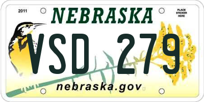 NE license plate VSD279