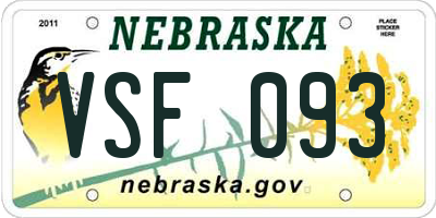 NE license plate VSF093