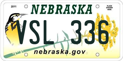 NE license plate VSL336