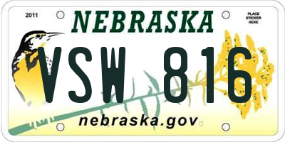 NE license plate VSW816