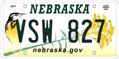 NE license plate VSW827