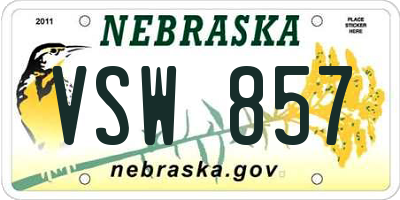 NE license plate VSW857