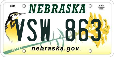 NE license plate VSW863