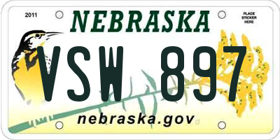 NE license plate VSW897