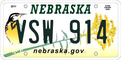 NE license plate VSW914