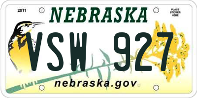 NE license plate VSW927