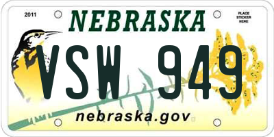 NE license plate VSW949