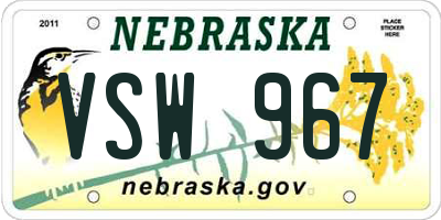 NE license plate VSW967