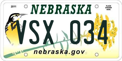 NE license plate VSX034