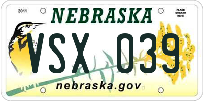 NE license plate VSX039