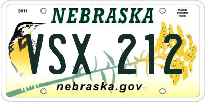 NE license plate VSX212