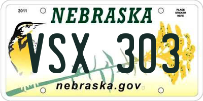 NE license plate VSX303
