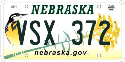 NE license plate VSX372