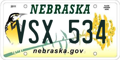 NE license plate VSX534