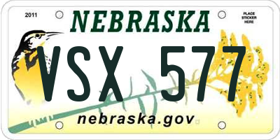 NE license plate VSX577