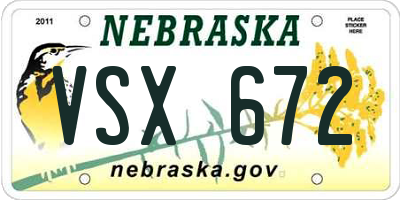 NE license plate VSX672