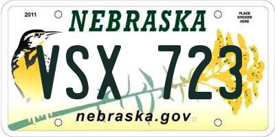 NE license plate VSX723