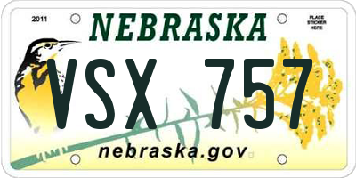 NE license plate VSX757