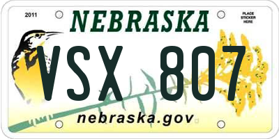 NE license plate VSX807