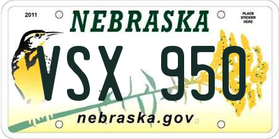 NE license plate VSX950